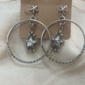 Wild Horse Jasper Star 924 Silver Hoop Earrings💥